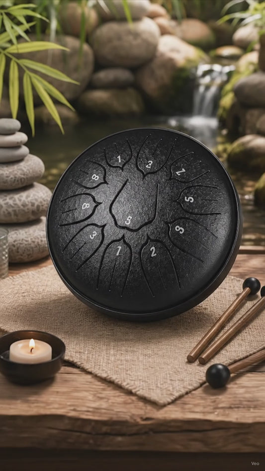 mini tongue drum noir satiné 11 notes